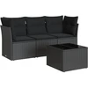 Image de vidaXL Ensemble de salon de jardin 4 pièces avec coussins noir poly rotin