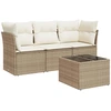 Image de vidaXL Ensemble de salon de jardin 4 pièces avec coussins Beige Poly Rattan