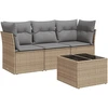 Image de vidaXL Ensemble de salon de jardin 4 pièces avec coussins Beige Poly Rattan