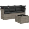 Image de vidaXL Ensemble de salon de jardin 4 pièces avec coussins Gris Poly rotin