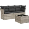 Image de vidaXL Ensemble de salon de jardin 4 pièces avec coussins gris clair Poly rotin