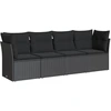 Image de vidaXL Ensemble de salon de jardin 4 pièces avec coussins noir poly rotin