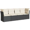 Image de vidaXL Ensemble de salon de jardin 4 pièces avec coussins noir poly rotin