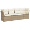 Image de vidaXL Ensemble de salon de jardin 4 pièces avec coussins Beige Poly Rattan