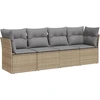 Image de vidaXL Ensemble de salon de jardin 4 pièces avec coussins Beige Poly Rattan