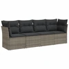 Image de vidaXL Ensemble de salon de jardin 4 pièces avec coussins Gris Poly rotin
