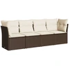 Image de vidaXL Ensemble de salon de jardin 4 pièces avec coussins Marron Poly Rattan