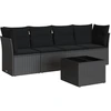Image de vidaXL Ensemble de salon de jardin 5 pièces avec coussins noir poly rotin