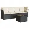 Image de vidaXL Ensemble de salon de jardin 5 pièces avec coussins noir poly rotin