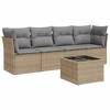 Image de vidaXL Ensemble de salon de jardin 5 pièces avec coussins Beige Poly Rattan