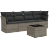 Image de vidaXL Ensemble de salon de jardin 5 pièces avec coussins Gris Poly rotin