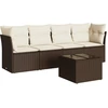 Image de vidaXL Ensemble de salon de jardin 5 pièces avec coussins Marron Poly Rattan