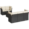 Image de vidaXL Ensemble de salon de jardin 6 pièces avec coussins noir poly rotin