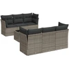 Image de vidaXL Ensemble de salon de jardin 7 pièces avec coussins Gris Poly rotin