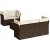 Image de vidaXL Ensemble de salon de jardin 7 pièces avec coussins Marron Poly rotin