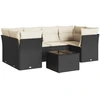 Image de vidaXL Ensemble de salon de jardin 7 pièces avec coussins noir poly rotin