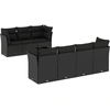 Image de vidaXL Ensemble de jardin canapé 8 pièces avec coussins noir poly rotin