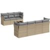 Image de vidaXL Ensemble de jardin canapé 8 pièces avec coussins Beige Poly Rattan