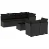 Image de vidaXL Ensemble de jardin canapé 8 pièces avec coussins noir poly rotin