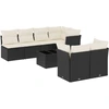 Image de vidaXL Ensemble de jardin canapé 8 pièces avec coussins noir poly rotin