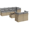 Image de vidaXL Ensemble de jardin canapé 8 pièces avec coussins Beige Poly Rattan