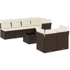 Image de vidaXL Ensemble de jardin canapé 8 pièces avec coussins Marron Poly rotin
