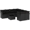 Image de vidaXL Ensemble de salon de jardin 9 pièces avec coussins noir poly rotin