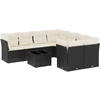 Image de vidaXL Ensemble de salon de jardin 9 pièces avec coussins noir poly rotin