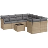 Image de vidaXL Ensemble de salon de jardin 9 pièces avec coussins beige Poly rotin