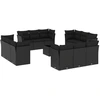 Image de vidaXL Ensemble de 13 canapés de jardin avec coussins noir poly rotin