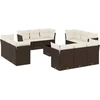 Image de vidaXL Ensemble de 13 canapés de jardin avec coussins Marron Poly Rattan