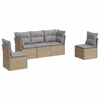 Image de vidaXL Ensemble de salon de jardin 5 pièces avec coussins Beige Poly Rattan