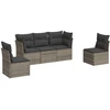 Image de vidaXL Ensemble de salon de jardin 5 pièces avec coussins Gris Poly rotin