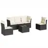 Image de vidaXL Ensemble de salon de jardin 6 pièces avec coussins noir poly rotin