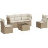 Image de vidaXL Ensemble de salon de jardin 6 pièces avec coussins Beige Poly Rattan