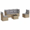 Image de vidaXL Ensemble de salon de jardin 6 pièces avec coussins Beige Poly Rattan