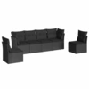 Image de vidaXL Ensemble de salon de jardin 6 pièces avec coussins noir poly rotin