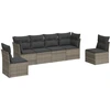 Image de vidaXL Ensemble de salon de jardin 6 pièces avec coussins Gris Poly rotin