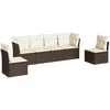 Image de vidaXL Ensemble de salon de jardin 6 pièces avec coussins Marron Poly Rattan