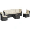 Image de vidaXL Ensemble de salon de jardin 7 pièces avec coussins noir poly rotin
