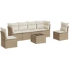 Image de vidaXL Ensemble de salon de jardin 7 pièces avec coussins Beige Poly Rattan