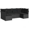Image de vidaXL Ensemble de salon de jardin 6 pièces avec coussins noir poly rotin