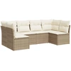 Image de vidaXL Ensemble de salon de jardin 6 pièces avec coussins Beige Poly Rattan