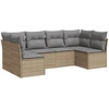 Image de vidaXL Ensemble de salon de jardin 6 pièces avec coussins Beige Poly Rattan