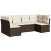 Image de vidaXL Ensemble de salon de jardin 6 pièces avec coussins Marron Poly Rattan