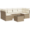 Image de vidaXL Ensemble de salon de jardin 7 pièces avec coussins Beige Poly Rattan