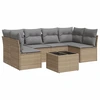 Image de vidaXL Ensemble de salon de jardin 7 pièces avec coussins Beige Poly Rattan