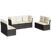 Image de vidaXL Ensemble de salon de jardin 7 pièces avec coussins noir poly rotin