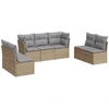 Image de vidaXL Ensemble de salon de jardin 7 pièces avec coussins Beige Poly Rattan