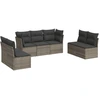 Image de vidaXL Ensemble de salon de jardin 7 pièces avec coussins Gris Poly rotin